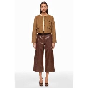 Jason Wu Collective Brown Faux Leather Wide Leg Crop Pants Size 0